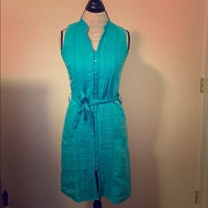 Zara Basic Teal Linen Dress